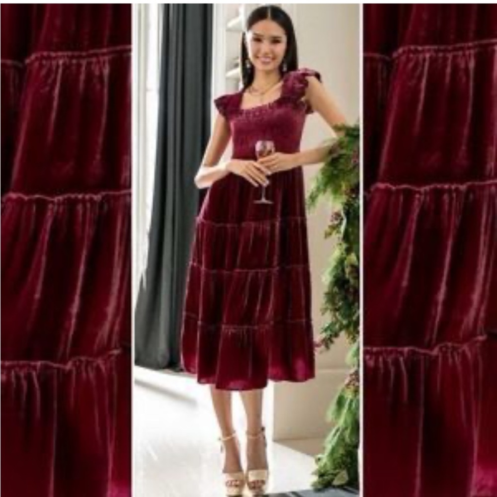 O.P.T. Burgundy Tiered Dress